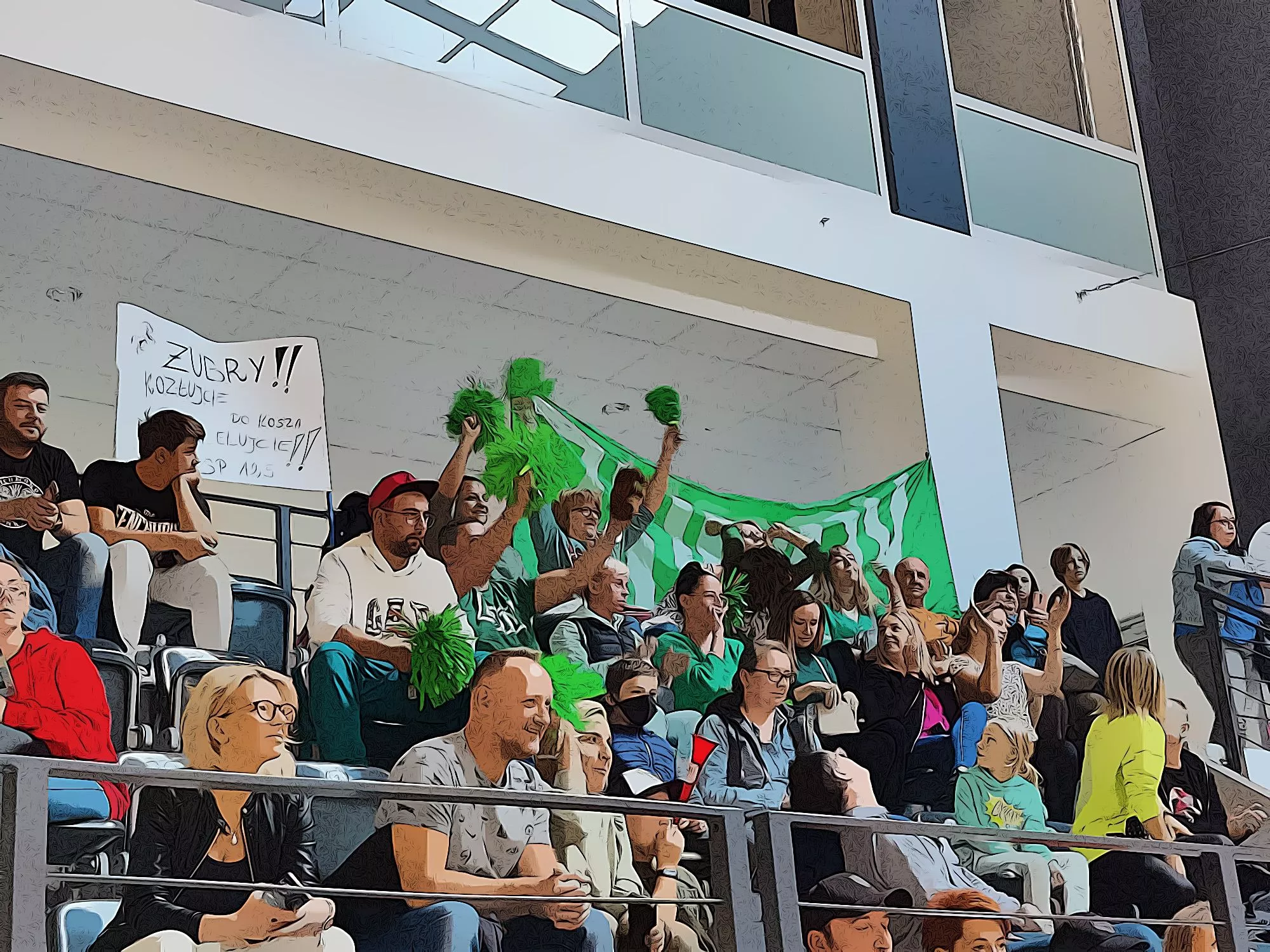 Rodzice kibicujący dzieciom na meczu koszykówki